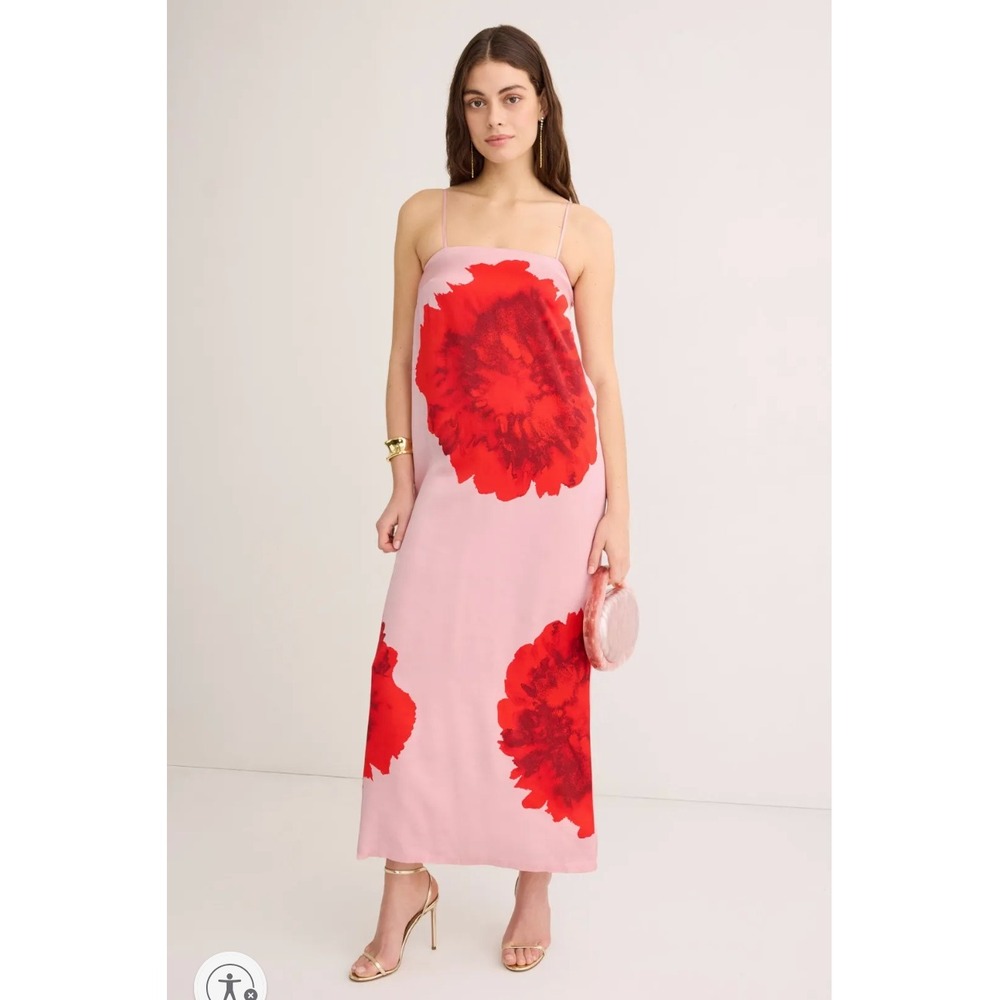 Suboo Emilia Bustier Gown Pink Floral Sleeveless Maxi Dress Slip Dress Sz S